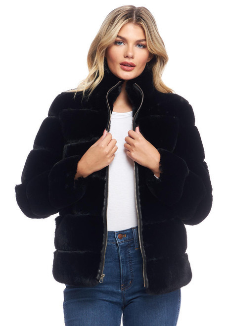 Black Faux Fur Uptown Mink Jacket