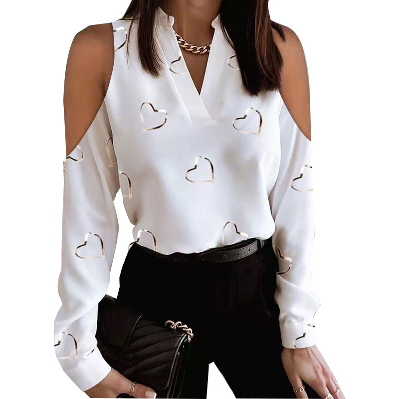 Long Sleeve Off Shoulder Long Sleeve Printed Shirt