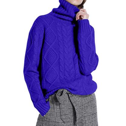 Women's Turtleneck Pullover Female Loose Long Sleeve Tops Winter Thick Knitted Jumper