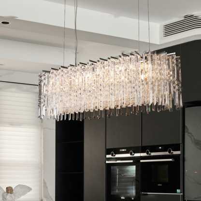 Crystal light luxury restaurant chandelier strip home dining table bar