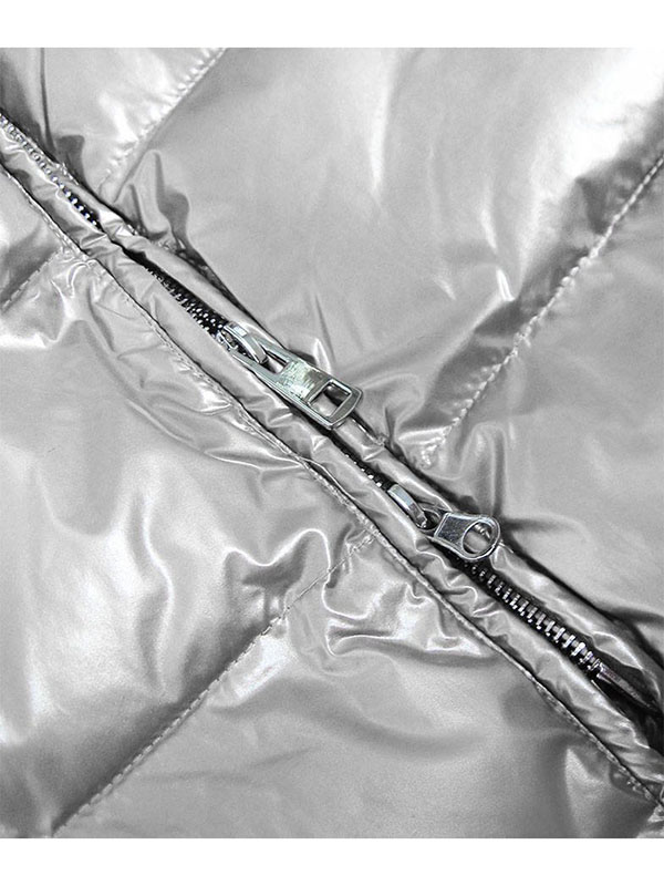 Ladies shiny winter jacket silver