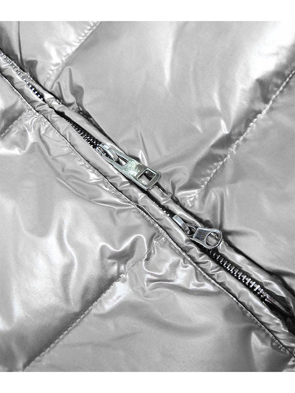 Ladies shiny winter jacket silver