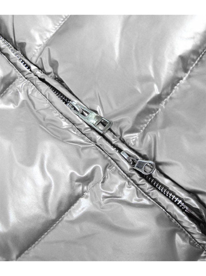 Ladies shiny winter jacket silver