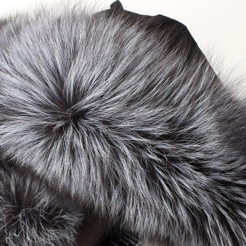 Women's Parka Fox Fur Coats Real Fur Winter Long Black Park Cotton Thi