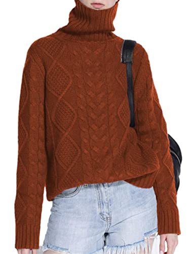 Women's Turtleneck Pullover Female Loose Long Sleeve Tops Winter Thick Knitted Jumper