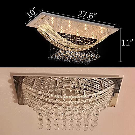 F8 Lights Crystal Ceiling Light Modern Flush Mount Crystal Chandelier 