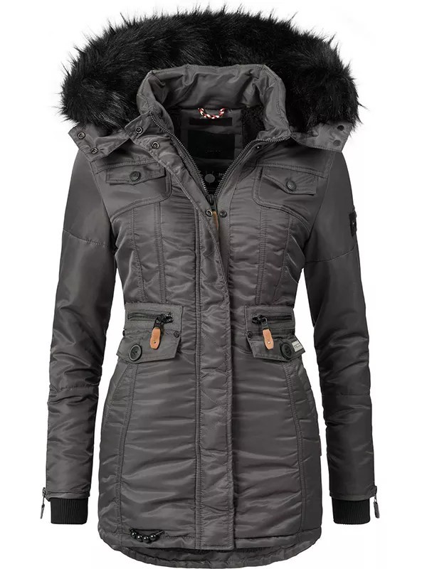 Winter women's cold-proof jacket with faux fur cover