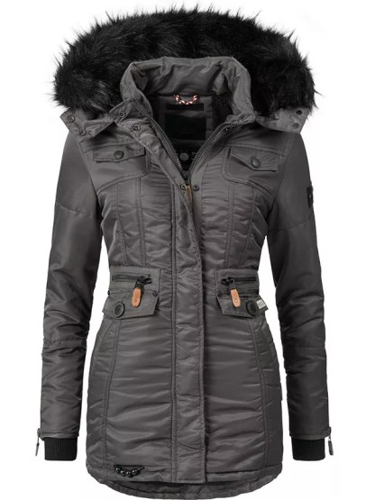 Winter women's cold-proof jacket with faux fur cover