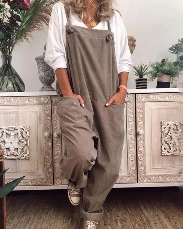 Linen Cotton Loose Casual Loose Jumpsuit