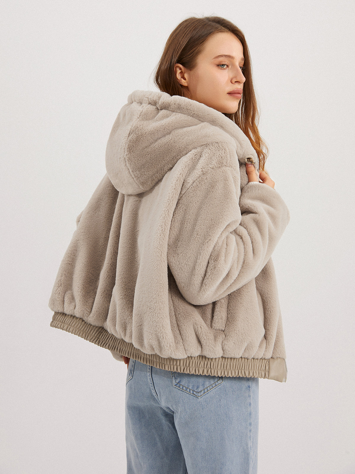 Fleece Solid Oversized Jacket