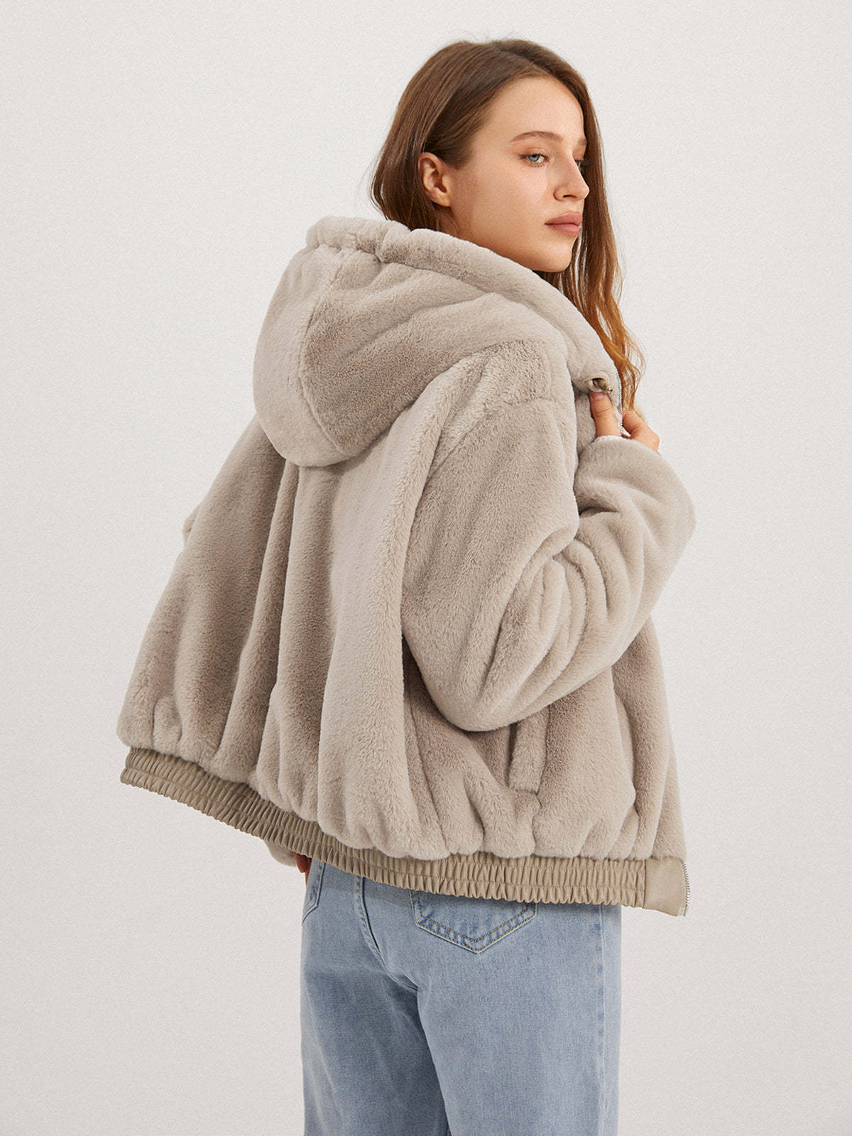 Fleece Solid Oversized Jacket