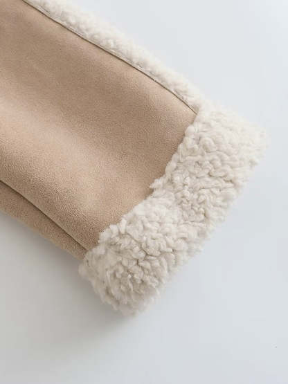 Essential Suede Shearling Collared Jacket