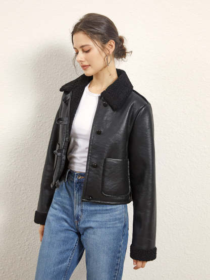 Dark Night Shearling Leather Jacket
