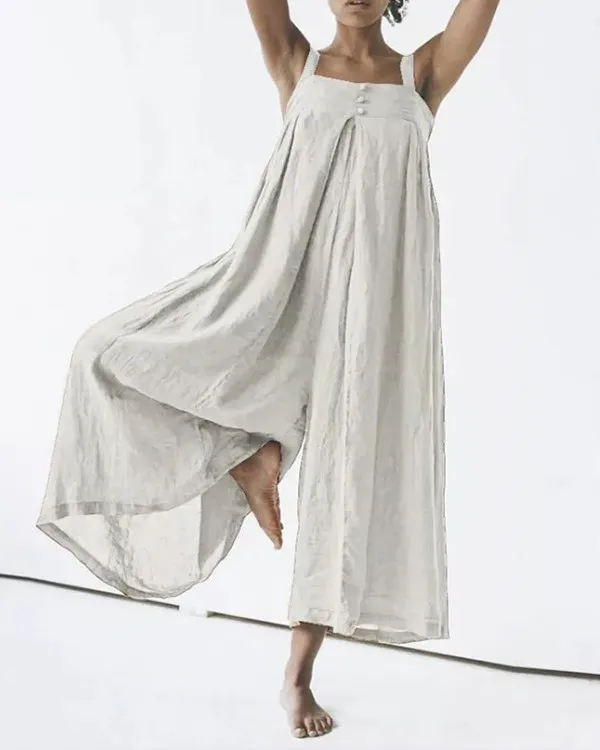 Linen Cotton Loose Casual Loose Jumpsuit