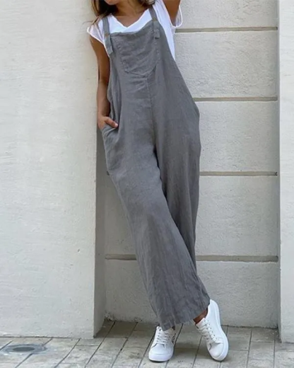 Linen Cotton Loose Casual Loose Jumpsuit