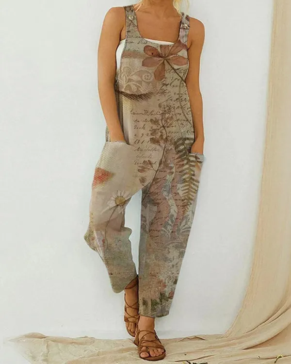 Linen Cotton Loose Casual Loose Jumpsuit