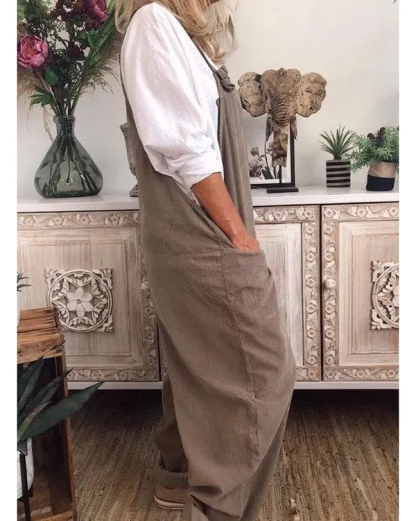 Linen Cotton Loose Casual Loose Jumpsuit