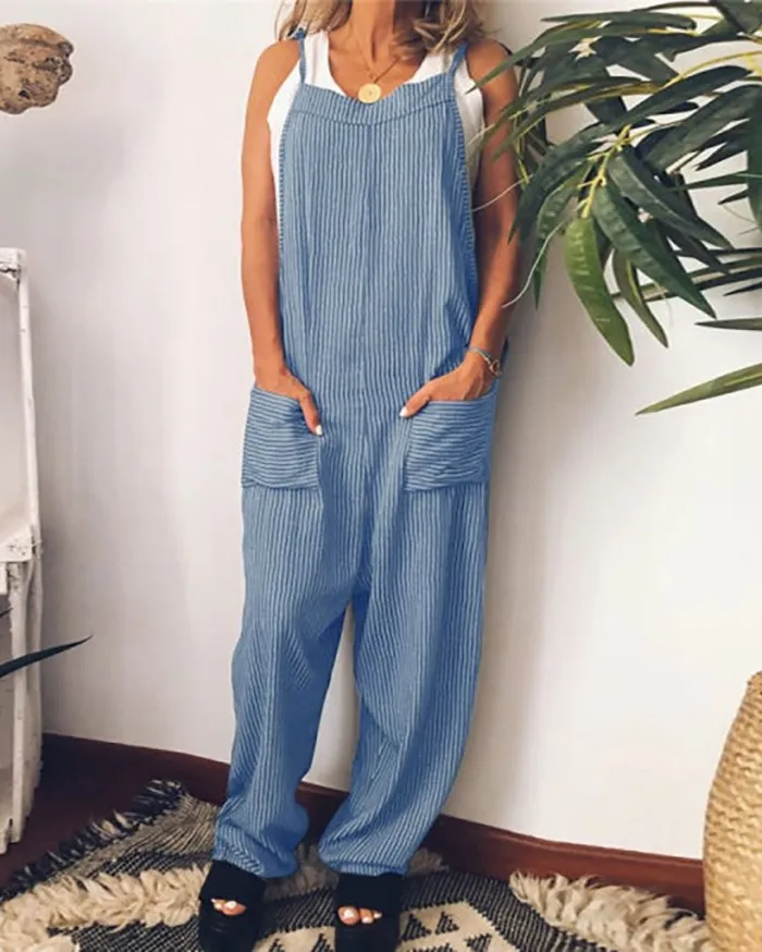 Linen Cotton Loose Casual Loose Jumpsuit