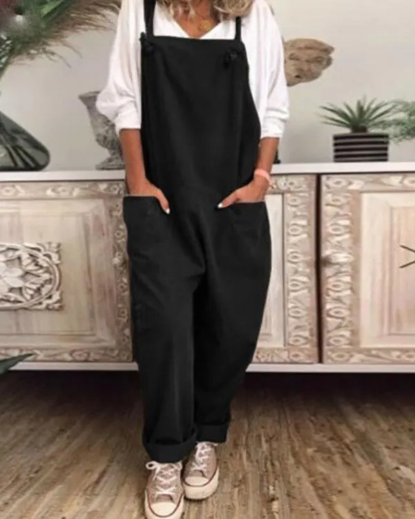 Linen Cotton Loose Casual Loose Jumpsuit