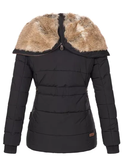 Women's hooded warm winter jacket, faux fur lining jacket