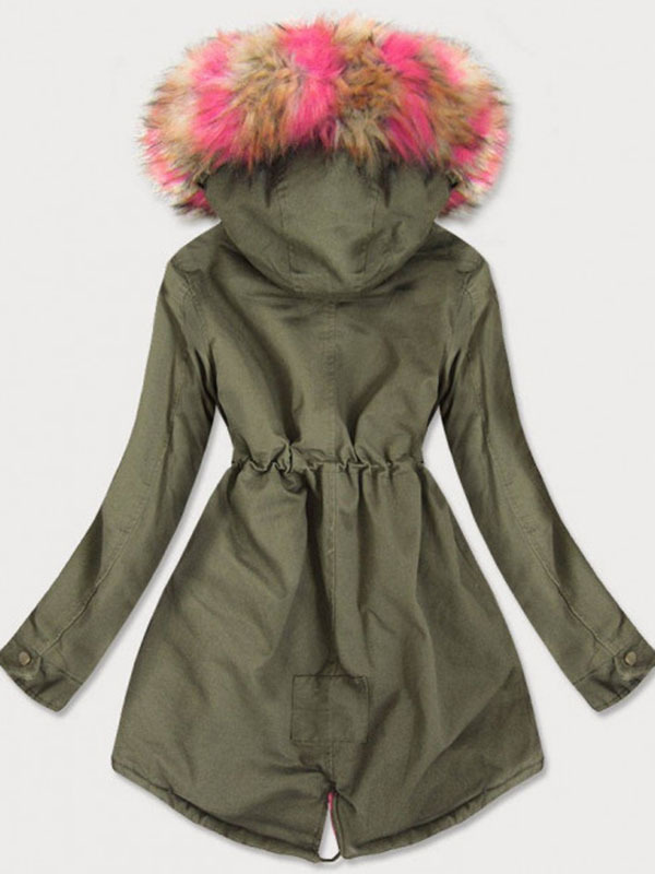 Ladies winter parka khaki pink