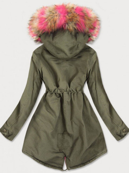 Ladies winter parka khaki pink