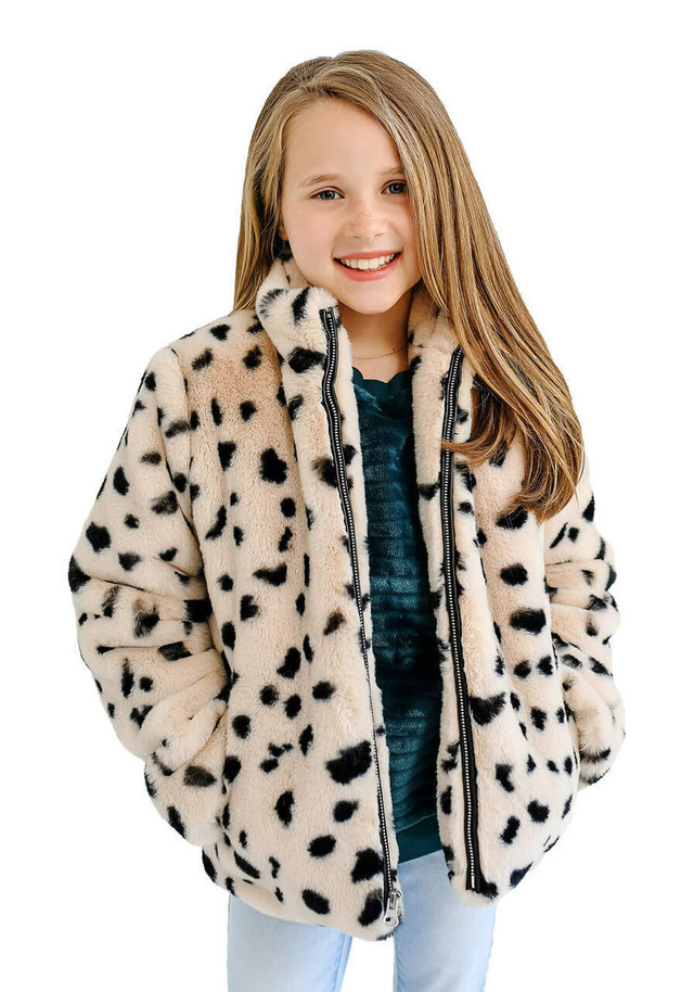Kid's Wild Cheetah Faux Fur Every-Day Zip Jacket