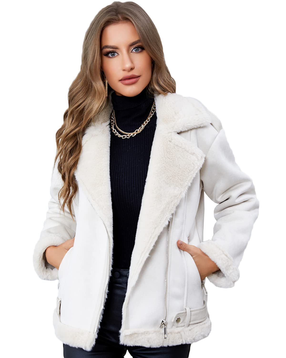 Women's Faux Shearing Moto Jacket
