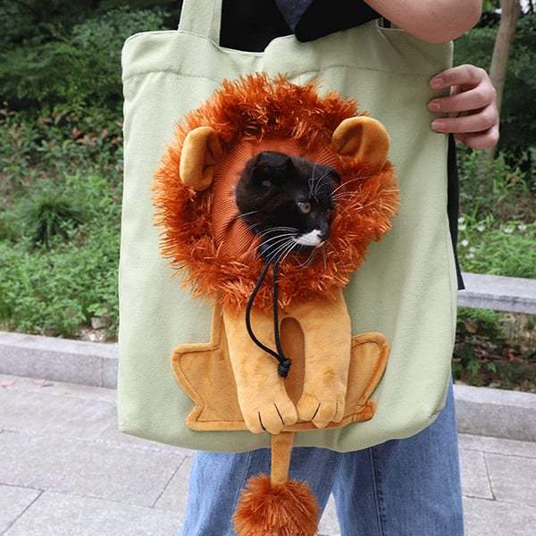 Lion-Shaped Pet Canvas Shoulder Bag