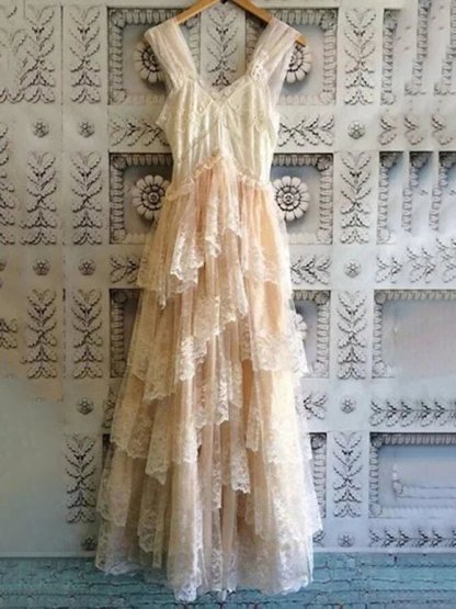 Women'S V-Neck Elegant Lace Dress