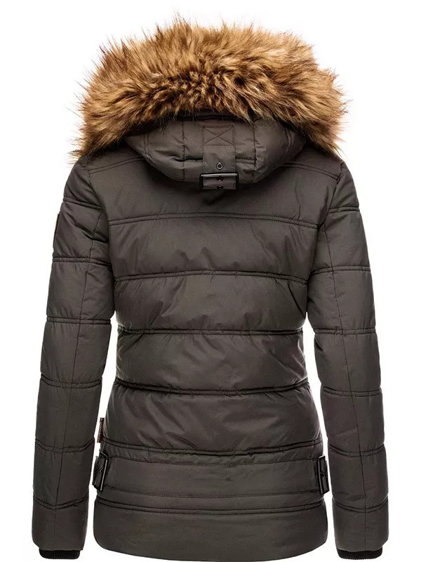 Ladies winter parka with detachable synthetic fur