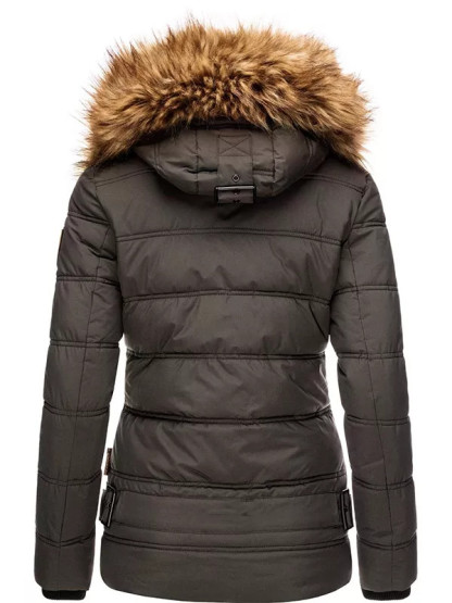 Ladies winter parka with detachable synthetic fur