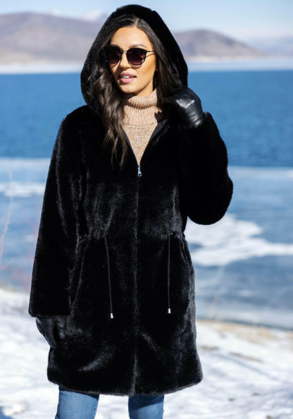 Black Faux Fur Ready or Not Reversible Storm Coat