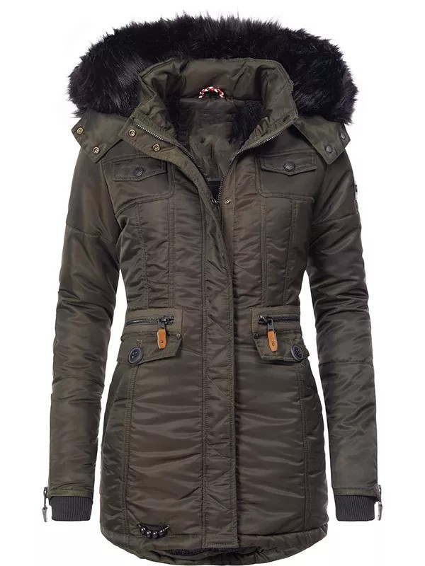 Winter women's cold-proof jacket with faux fur cover