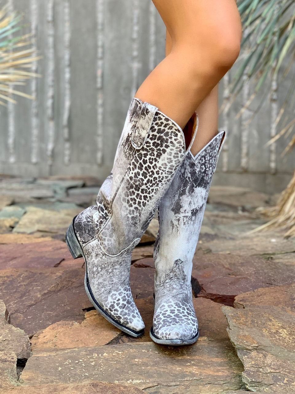 Women's Gray Leopard Boots