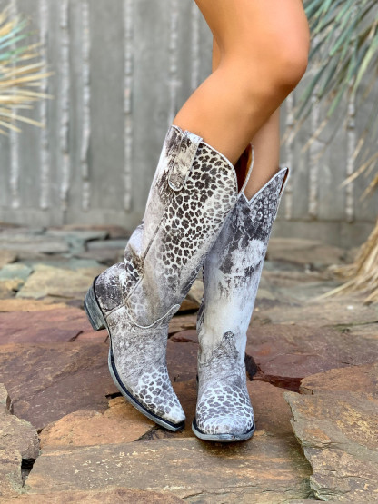 Women's Gray Leopard Boots