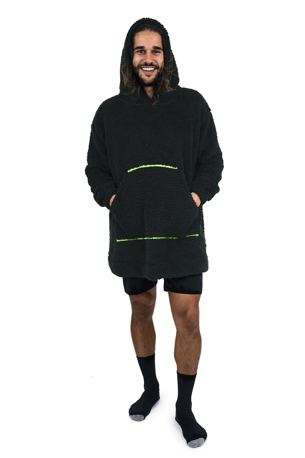 Hoodie Pocket Black Short Hoodie Blanket