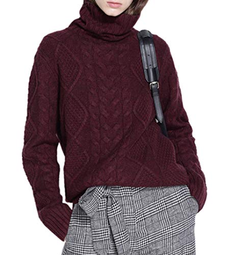 Women's Turtleneck Pullover Female Loose Long Sleeve Tops Winter Thick Knitted Jumper