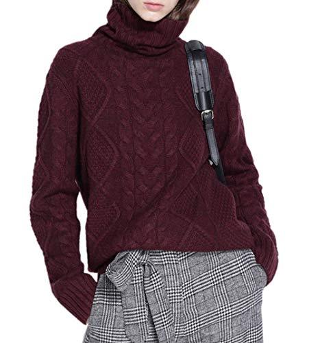 Women's Turtleneck Pullover Female Loose Long Sleeve Tops Winter Thick Knitted Jumper