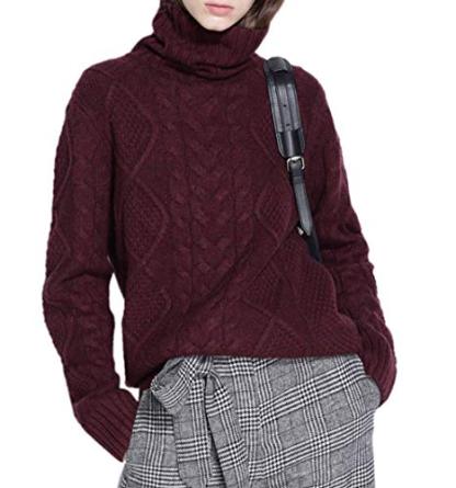 Women's Turtleneck Pullover Female Loose Long Sleeve Tops Winter Thick Knitted Jumper