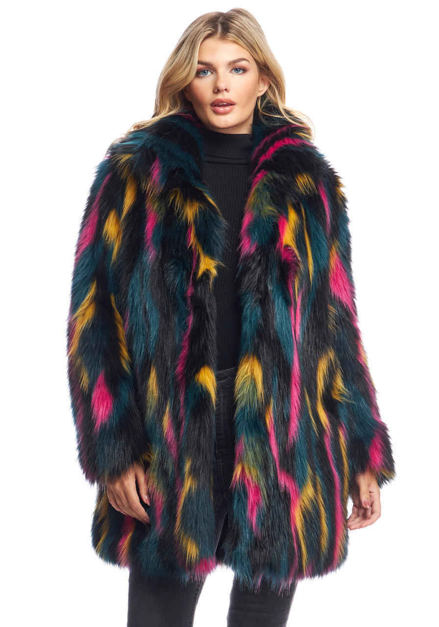 Neon Faux Fur Long Weekend Fox Coat
