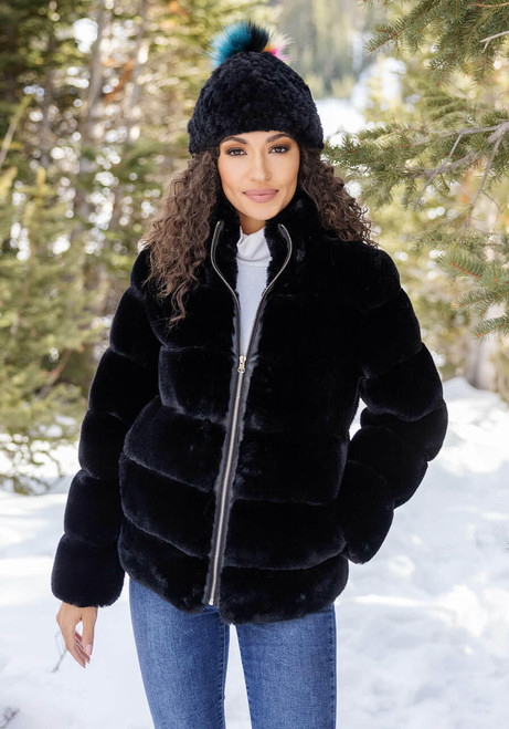 Black Faux Fur Uptown Mink Jacket