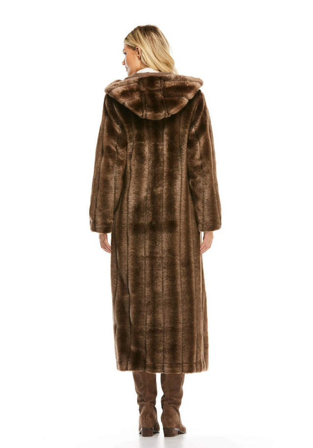 Coffee Faux Fur Hooded Reversible Storm Coat