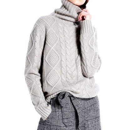 Women's Turtleneck Pullover Female Loose Long Sleeve Tops Winter Thick Knitted Jumper