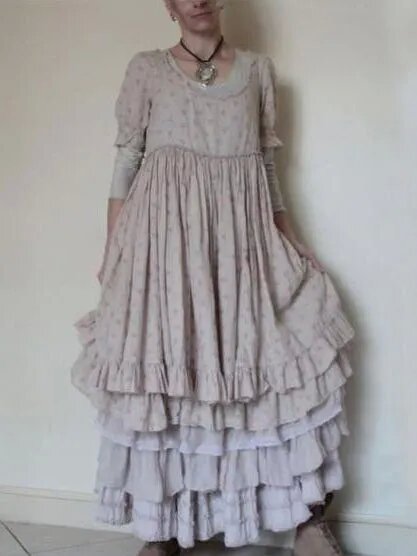 Ladies Bohemian Linen Cotton Loose Long Sleeve Long Dress