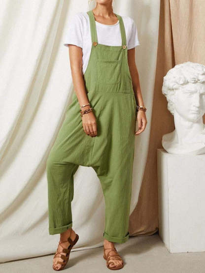 Linen Cotton Loose Casual Loose Jumpsuit