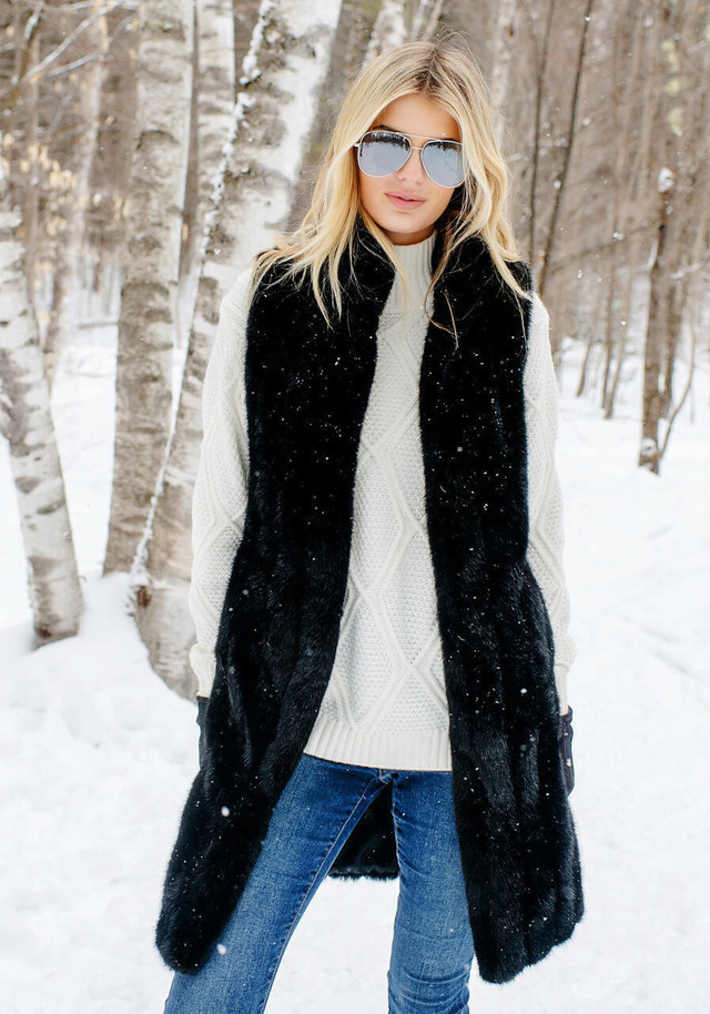 Black MInk Faux Fur Stroller Vest