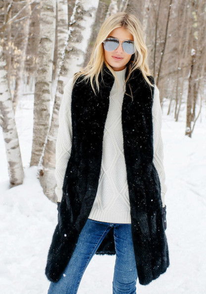 Black MInk Faux Fur Stroller Vest