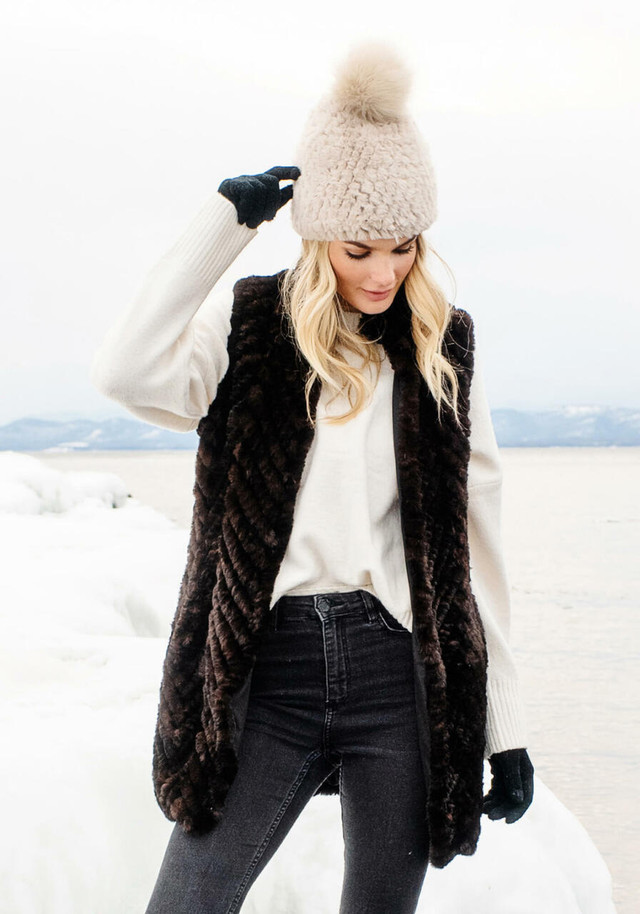 Whiskey Faux Fur Knitted Gemma Vest