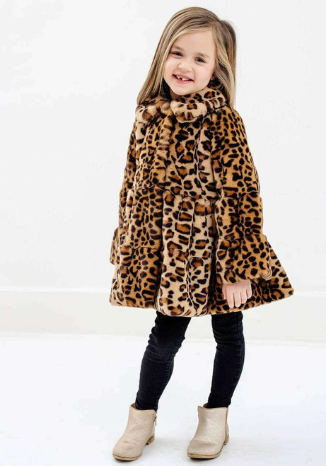 Kid's Leopard Faux Fur CeCe Swing Coat